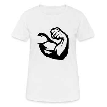 Bizeps Fitness - Frauen T-Shirt atmungsaktiv - Weiß - Vorne - AI Model Female 172 dark (172cm)