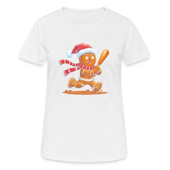 Lustiges Lebkuchenmann Weihnachtsdesign – Baseball - Frauen T-Shirt atmungsaktiv - Weiß - Vorne - AI Model Female 172 dark (172cm)