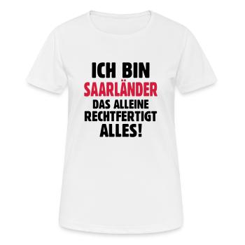 Saarländer Saar Statement Geschenk T-Shirt - Frauen T-Shirt atmungsaktiv - Weiß - Vorne - AI Model Female 172 dark (172cm)