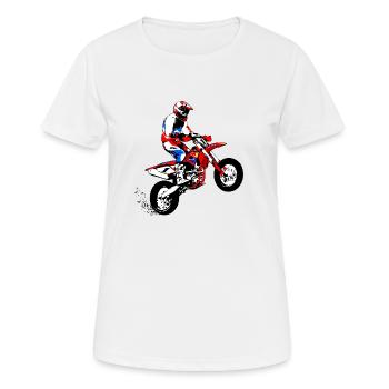 Supermoto Racer - Frauen T-Shirt atmungsaktiv - Weiß - Vorne - AI Model Female 172 dark (172cm)