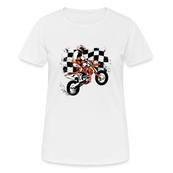 Supermoto Racing - Frauen T-Shirt atmungsaktiv - Weiß - Vorne - AI Model Female 172 dark (172cm)