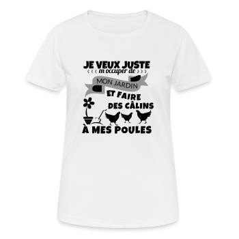 Mon Jardin et mes poules Cadeau - T-shirt respirant Femme - blanc - Devant - AI Model Female 172 dark (172cm)