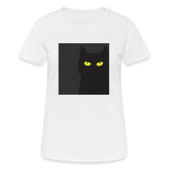 BLACK CAT VOUS REGARDE. Chat qui vous regarde !! - T-shirt respirant Femme - blanc - Devant - AI Model Female 172 dark (172cm)