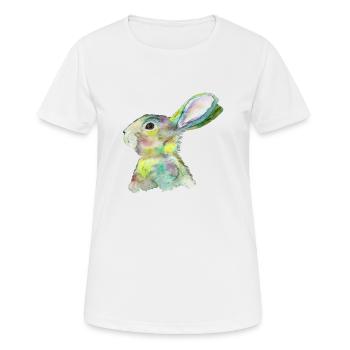 Hase - Frauen T-Shirt atmungsaktiv - Weiß - Vorne - AI Model Female 172 dark (172cm)