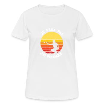 je peux pas, j ai pétanque - humour - T-shirt respirant Femme - blanc - Devant - AI Model Female 172 dark (172cm)