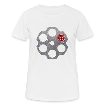 Revolver Trommel - Frauen T-Shirt atmungsaktiv - Weiß - Vorne - AI Model Female 172 dark (172cm)