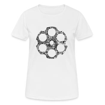 Revolver Trommel - Frauen T-Shirt atmungsaktiv - Weiß - Vorne - AI Model Female 172 dark (172cm)