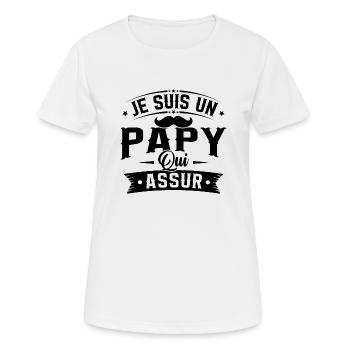 Je suis un papy qui assure, Cadeau Papy - T-shirt respirant Femme - blanc - Devant - AI Model Female 172 dark (172cm)