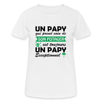 papy exceptionnel / papy jardinier - T-shirt respirant Femme - blanc - Devant - AI Model Female 172 dark (172cm)