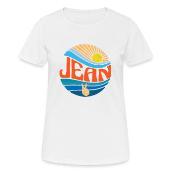 Jean Shirt Vintage Sunset Jean Groovy Tie Dye - Frauen T-Shirt atmungsaktiv - Weiß - Vorne - AI Model Female 172 dark (172cm)