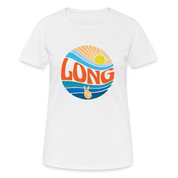Langes Hemd Vintage Sonnenuntergang Lang Groovy Tie Dye - Frauen T-Shirt atmungsaktiv - Weiß - Vorne - AI Model Female 172 dark (172cm)