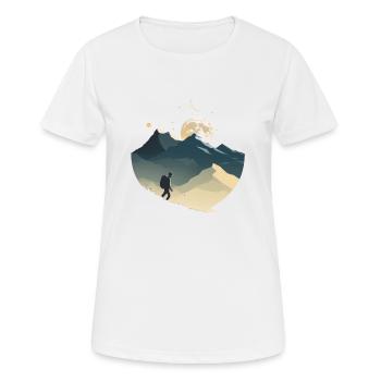 Backpacker in den Bergen, Mondschein - Frauen T-Shirt atmungsaktiv - Weiß - Vorne - AI Model Female 172 dark (172cm)