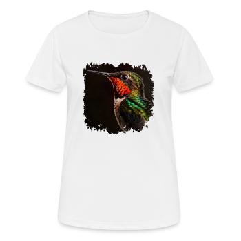 Les colibris sont connus pour leurs plumes iridescentes - T-shirt respirant Femme - blanc - Devant - AI Model Female 172 dark (172cm)