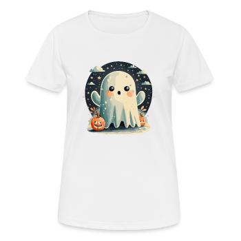 Gespenst gruselig - Frauen T-Shirt atmungsaktiv - Weiß - Vorne - AI Model Female 172 dark (172cm)