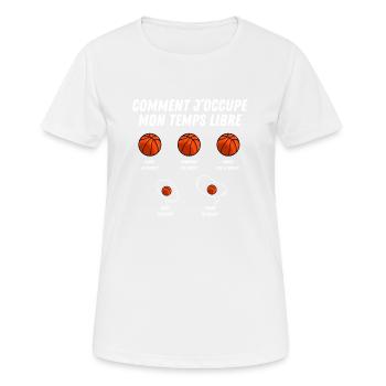 comment j'occupe mon temps libre - T-shirt respirant Femme - blanc - Devant - AI Model Female 172 dark (172cm)