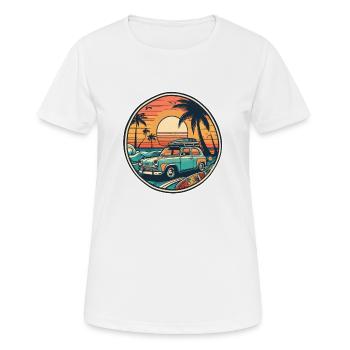 Surfen Strand Palme Sonnenschein Urlaub - Frauen T-Shirt atmungsaktiv - Weiß - Vorne - AI Model Female 172 dark (172cm)