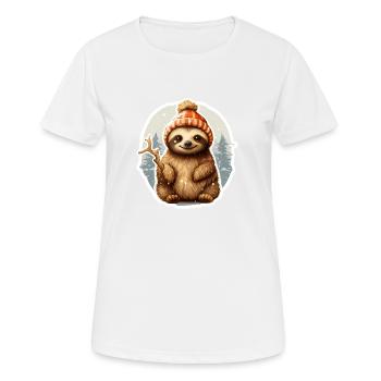 drôle de paresseux dans les chutes de neige - T-shirt respirant Femme - blanc - Devant - AI Model Female 172 dark (172cm)