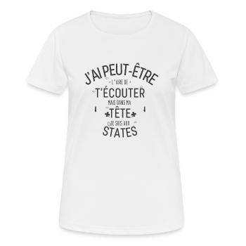Dans ma Tête je suis Aux states - T-shirt respirant Femme - blanc - Devant - AI Model Female 172 dark (172cm)