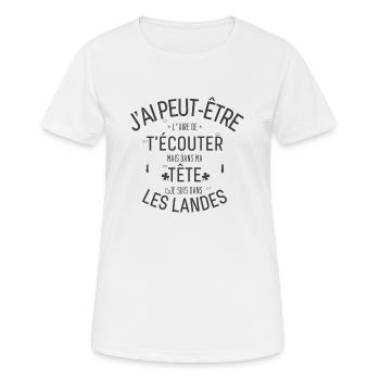 Dans ma Tête je suis Dans les Landes - T-shirt respirant Femme - blanc - Devant - AI Model Female 172 dark (172cm)