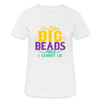 J’aime les grosses perles et je ne peux pas mentir Mardi Gras Carni - T-shirt respirant Femme - blanc - Devant - AI Model Female 172 dark (172cm)