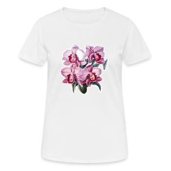 Orchidee - Frauen T-Shirt atmungsaktiv - Weiß - Vorne - AI Model Female 172 dark (172cm)