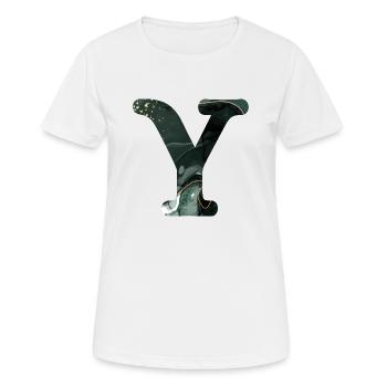 Lettre y marbré vert - T-shirt respirant Femme - blanc - Devant - AI Model Female 172 dark (172cm)