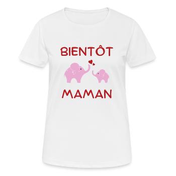 Bientôt maman - T-shirt respirant Femme - blanc - Devant - AI Model Female 172 dark (172cm)