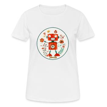 Robot heureux - T-shirt respirant Femme - blanc - Devant - AI Model Female 172 dark (172cm)