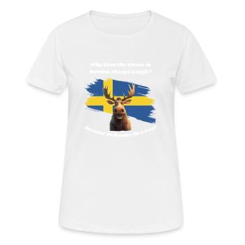Why Does the Moose in Sweden Always Laugh? Because - Women's Breathable T-Shirt - white - Front - AI Model Female 172 dark (172cm)