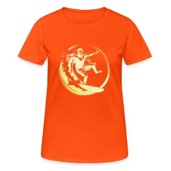 Surfer Man - Women's Breathable T-Shirt - neon orange - Front - AI Model Female 172 dark (172cm)