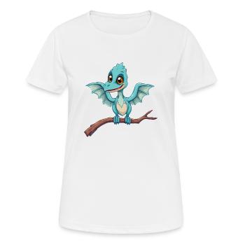 Le dinosaure bleu mystique prend son envol - T-shirt respirant Femme - blanc - Devant - AI Model Female 172 dark (172cm)