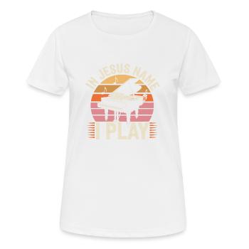 Lobpreis durch Klaviermusik - Frauen T-Shirt atmungsaktiv - Weiß - Vorne - AI Model Female 172 dark (172cm)
