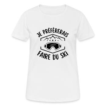 Faire du ski skieur - T-shirt respirant Femme - blanc - Devant - AI Model Female 172 dark (172cm)