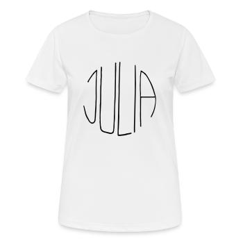 Julia - Frauen T-Shirt atmungsaktiv - Weiß - Vorne - AI Model Female 172 dark (172cm)