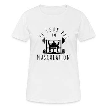 Ich kann nicht, ich habe Bodybuilding. - Frauen T-Shirt atmungsaktiv - Weiß - Vorne - AI Model Female 172 dark (172cm)