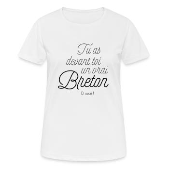 un vrai breton - T-shirt respirant Femme - blanc - Devant - AI Model Female 172 dark (172cm)