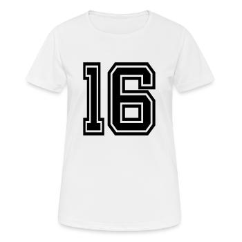 16 - Frauen T-Shirt atmungsaktiv - Weiß - Vorne - AI Model Female 172 dark (172cm)