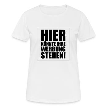 Hier könnte Ihre Werbung - Frauen T-Shirt atmungsaktiv - Weiß - Vorne - AI Model Female 172 dark (172cm)
