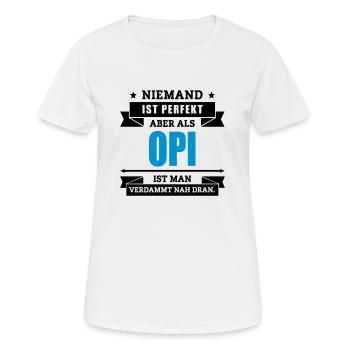 Funshirt Opi - Frauen T-Shirt atmungsaktiv - Weiß - Vorne - AI Model Female 172 dark (172cm)