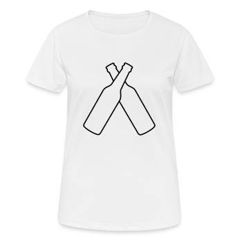 2 Bierflaschen Anstoßen - Frauen T-Shirt atmungsaktiv - Weiß - Vorne - AI Model Female 172 dark (172cm)