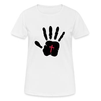 hand_cross2 - T-shirt respirant Femme - blanc - Devant - AI Model Female 172 dark (172cm)