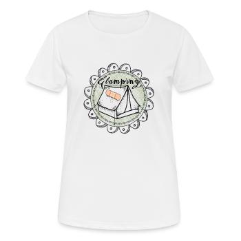 Zelt - Frauen T-Shirt atmungsaktiv - Weiß - Vorne - AI Model Female 172 dark (172cm)