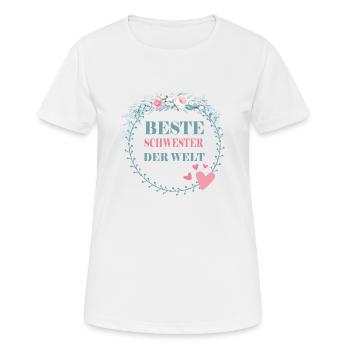 Beste Schwester der Welt Geschenkidee - Frauen T-Shirt atmungsaktiv - Weiß - Vorne - AI Model Female 172 dark (172cm)