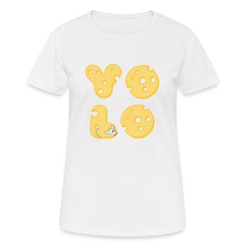 kaese yolo - Frauen T-Shirt atmungsaktiv - Weiß - Vorne - AI Model Female 172 dark (172cm)