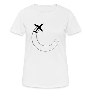 cercle rond lignes haut vers le bas avion voler - T-shirt respirant Femme - blanc - Devant - AI Model Female 172 dark (172cm)
