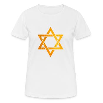 Gold Jewish hoodies, Star of David Jewish Symbol - Women's Breathable T-Shirt - white - Front - AI Model Female 172 dark (172cm)