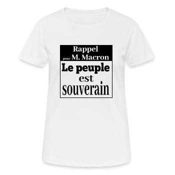 Rappel pour M. Macron le peuple est souverain - T-shirt respirant Femme - blanc - Devant - AI Model Female 172 dark (172cm)