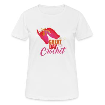 Häkeln - Frauen T-Shirt atmungsaktiv - Weiß - Vorne - AI Model Female 172 dark (172cm)