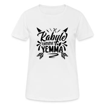 Kabyle comme yemma - T-shirt respirant Femme - blanc - Devant - AI Model Female 172 dark (172cm)