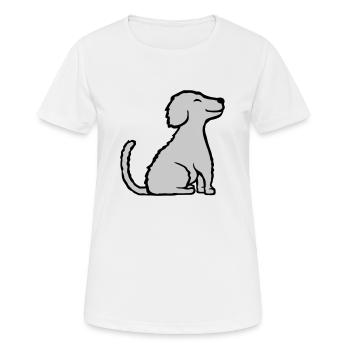 Glücklicher sitzender braver Hund - Frauen T-Shirt atmungsaktiv - Weiß - Vorne - AI Model Female 172 dark (172cm)